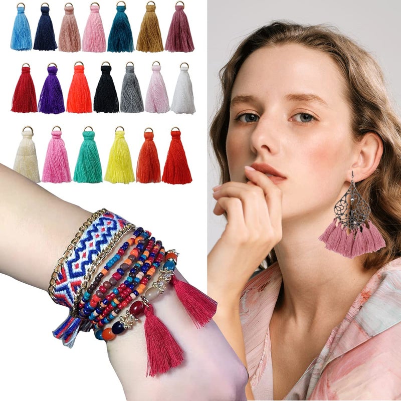 TIHOOD 200PCS Mini Tassel Kit Tiny Craft Tassel 1.2 Inch Handmade Soft Craft with Golden Jump Ring for Earring Jewelry Making  DIY Projects  Making Garland Keychain  Bookmarks  20 Colors - Image 5